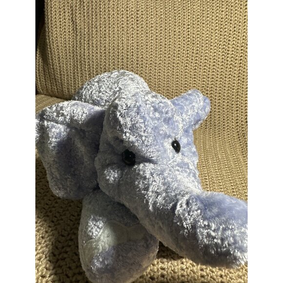 Blue Plush Elephant Stuffed Toy Soft Cuddly Button Eyes 15" Long - Picture 5 of 6